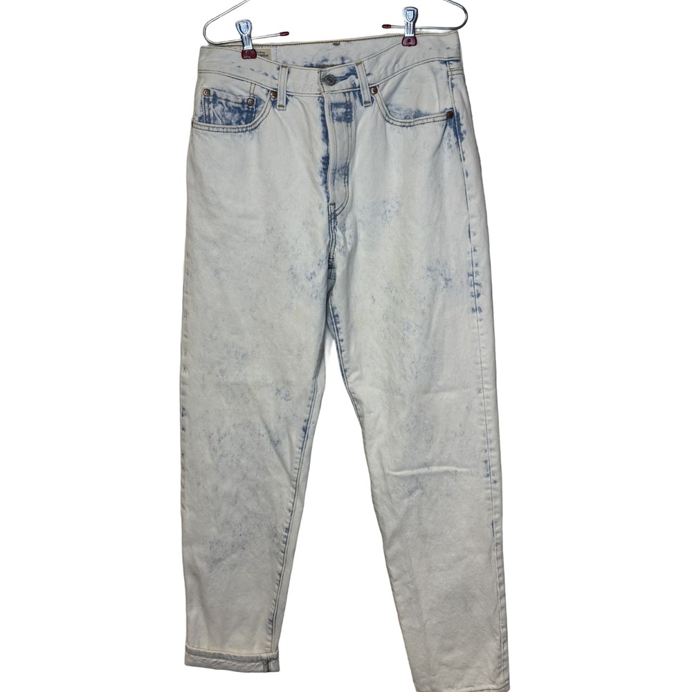 Levi's Women's Jeans Y2K Tapered Leg Denim Button Fly Acid Wash White Blue 28X31